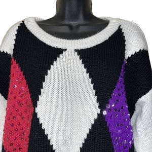 Vintage INTERNATIONAL EXTRA TOUCH~Diamond Pattern Sweater~Sequins~20W